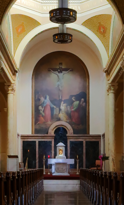 CMSV chapel featuring Constantino Brumidi’s imposing painting of the Crucifixion in the apse.