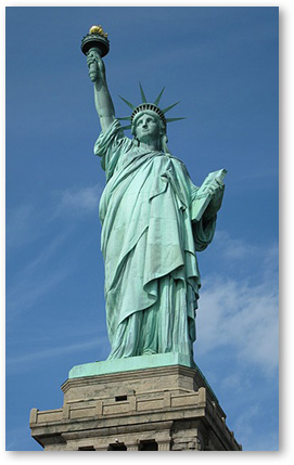 Statue of Liberty welcomes immigrants. 