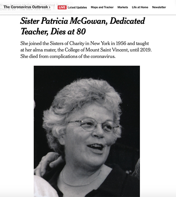 Sr. Patricia McGown, NY Times
